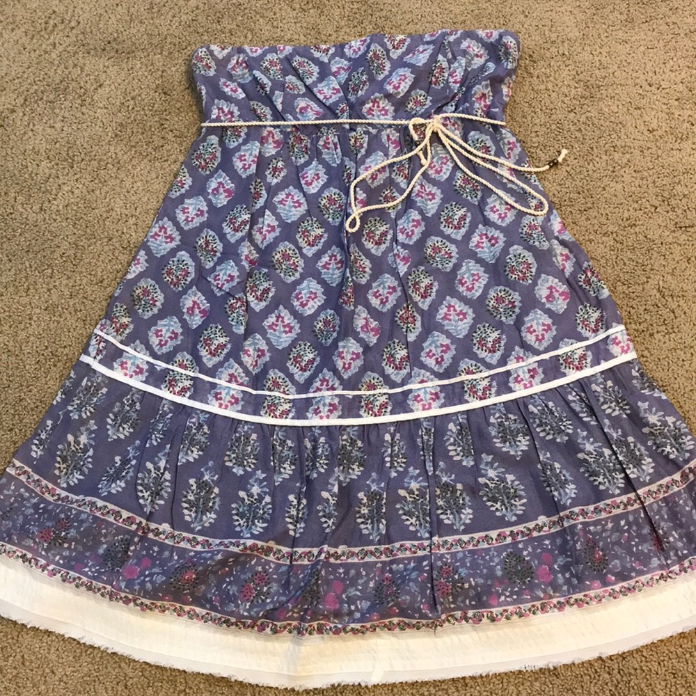 Purple paisley strapless dress